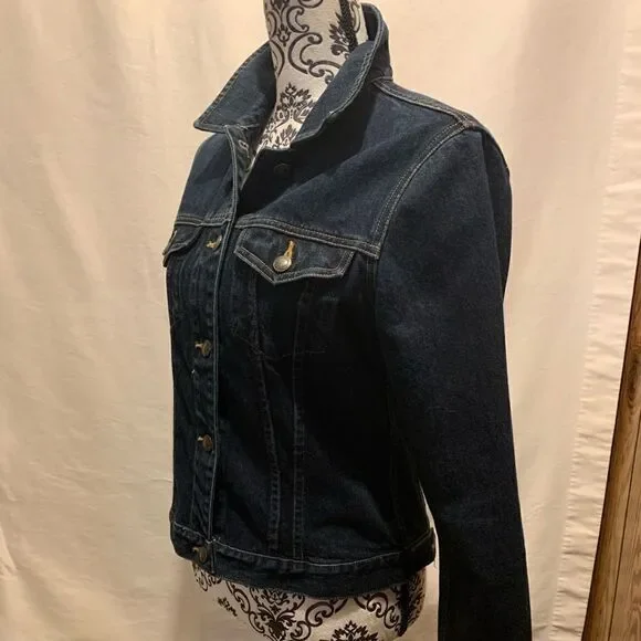 New!! Eddie Bauer dark wash jeans jacket - Picture 9 of 11